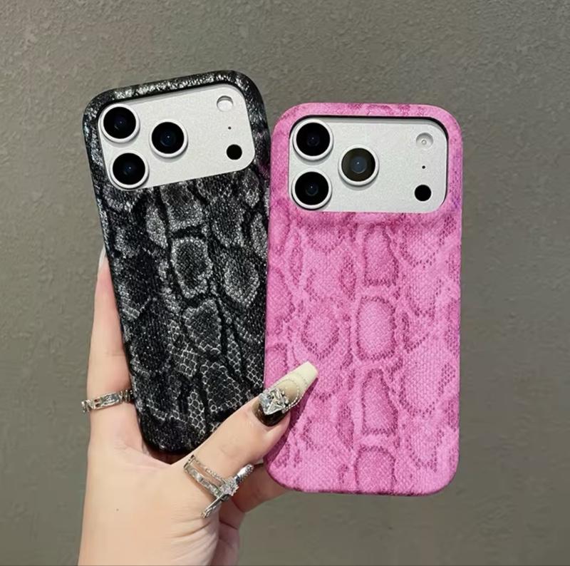 Trendy Luxury Classic Snake Pattern Leather Phone Case For iPhone 17 Series Hard PC Shockproof Protector Back Cover