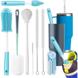 8 count Water Bottle Cleaner Brush, Multipurpose Bottle Brush Cleaner Kit with Long Nylon Straw Brush Cleaner for , 4 in 1 Bottle Gap Cleaner and Long Handle  Cup Cleaners(Blue)