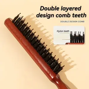 Three Rows Bristle Pointed Tail Hair Comb Mixed Artificial & Synthetic Bristles Scalp Massage Hair Styling Comb Practical Salon Home Hairstyle Design Tool Suitable for All Hair Types Daily Hair Care Accessories