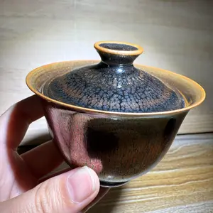 Jianzhan, handmade by master, inherited from intangible cultural lidded bowl