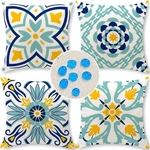 Pillow Covers Set of 4 Geometric Patterns Waterproof Throw Pillow Boho Decorations for Funiture Patio Garden Home