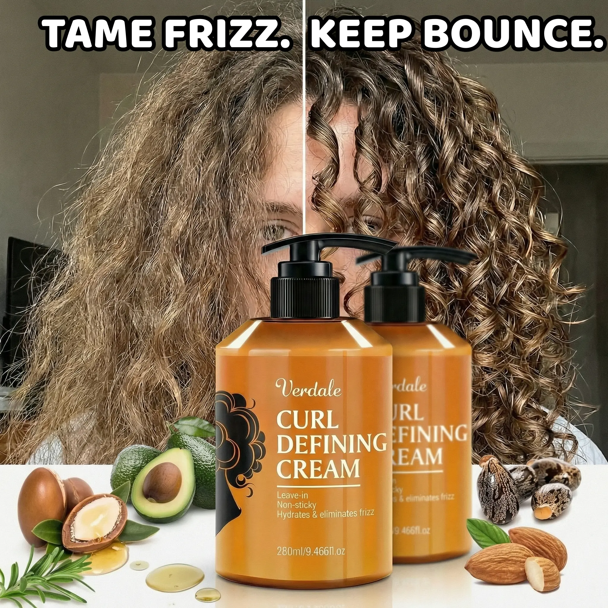 50% OFF Today - Everyday Curl Cream for Natural 3A Hair, Lightweight Haircare Product with Soft Finish