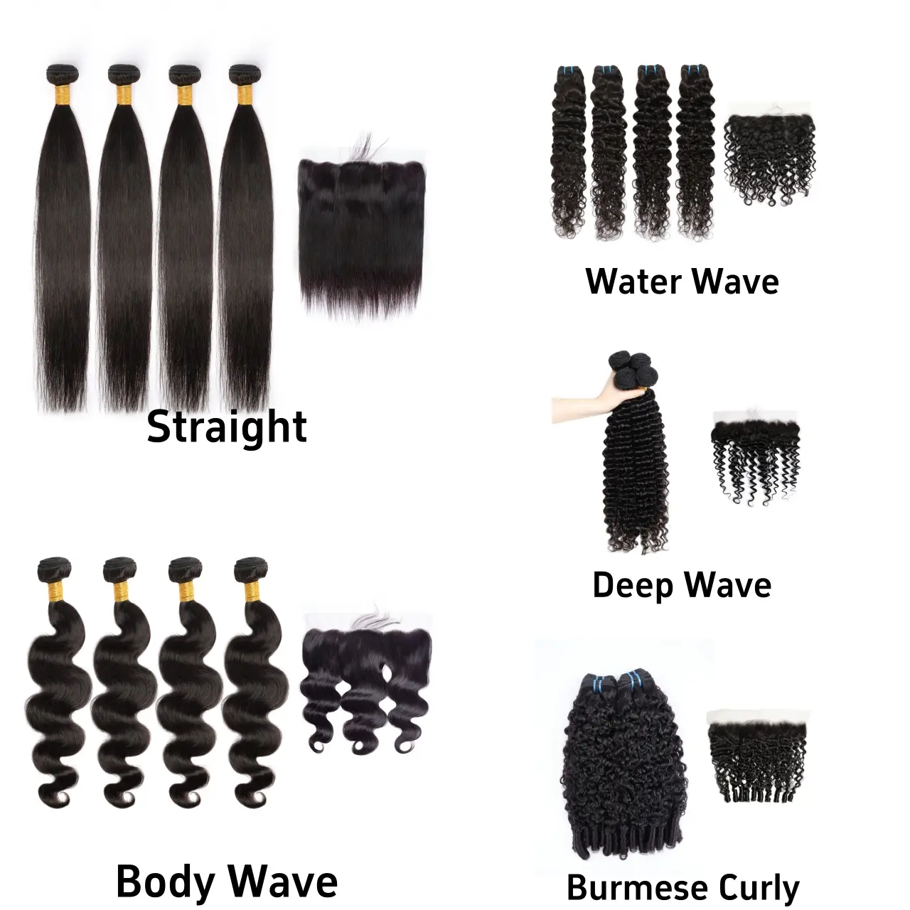[Last Special Offer] Human Hair 4 Bundles with 13x4 Lace Frontal Straight/Body Wave/Water Wave/Deep Wave/Burmese Curly Nature Black Salon Quality No Shedding Tangle-Free summerwins Body Wave Hairstyle