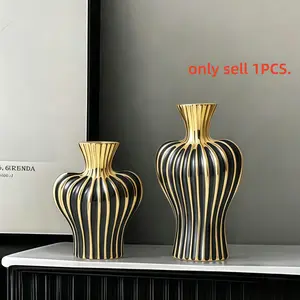 Ceramic Vase, 1 Box Irregular Striped Design Vase, Modern Desktop Decoration, Office Desk Flower Arrangement, Dried and Fresh Flowers, Home Decor, Ornaments