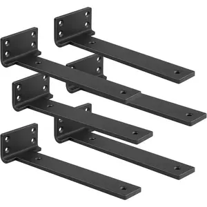 Floating Shelf Brackets 10 inch 6 Pack L Brackets for Shelves Black Metal Heavy Duty Shelf Bracket for DIY Decorative with Mounting Hardware