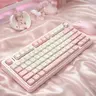 AULA F75 75% Sturdy QWERTY Blush Pink Rechargeable Backlight Wireless Mechanical Keyboard - Tri-Mode, Hot Swap, Pastel Desk Aesthetic, Built-in Li-ion, PC Gaming Keyboards, Desk Gadgets, Gamer Stuff, Trendy Teen Gifts, Work & Gaming Use, PC Accessories