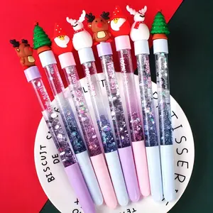4/20pcs Christmas Themed Gel Rollerball Pens  - Medium Point, Plastic, Personalized Holiday Designs (Reindeer, Santa, Snowman, Christmas Tree), Glitter-Filled Writing Pens for Gifts