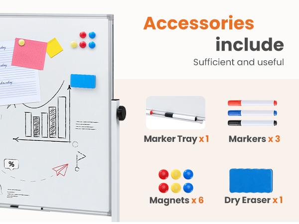 Rolling Whiteboard Double Sided , Magnetic White Board Dry Erase 46"x32" on Wheels, Dry Erase Board with Stand for School, Office and Home, Silver Aluminium Frame Rolling Whiteboard Double Sided , Magnetic White Board Dry Erase 46"x32" on Wheels, Dry Erase Board with Stand for School, Office and Home, Silver Aluminium Frame