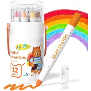 12 Color Twist Crayons Non-Toxic Washable Easy-Grip Art Supplies for Toddlers Kids Coloring Gift