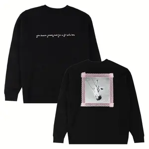 Vintage-Inspired Lace Album Cover Embroidered Crewneck Sweatshirt - Oversized Unisex Streetwear in Heavy Cotton for Retro Casual Vibes