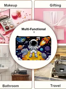 1PC astronaut Makeup Bag - Zipper Pouch, Lightweight & Foldable Travel Organizer with Double-Sided Design for Cosmetics, Cute Gift Idea, Compatible for Travel, Gym, Camping - Ideal Gift for & Women, Ideal for Spring and Summer Getaways3.26PYT-11