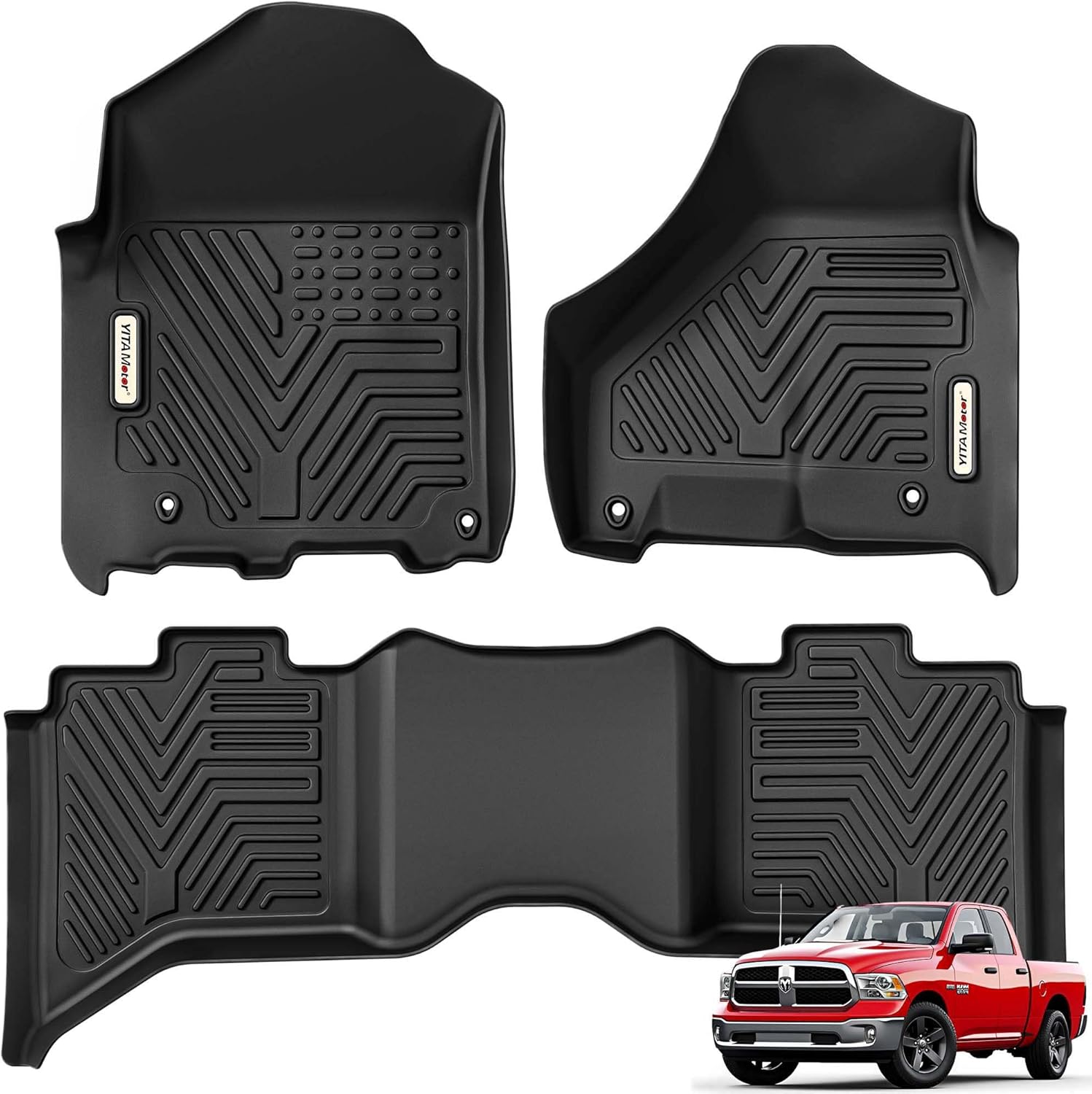 YITAMOTOR Floor Mats Fit for 2012-2018 Dodge Ram 1500 Crew Cab/2019-2023 Ram 1500 Classic Crew Cab 1st & 2nd Row YITAMOTOR Floor Mats Fit for 2012-2018 Dodge Ram 1500 Crew Cab/2019-2023 Ram 1500 Classic Crew Cab 1st & 2nd Row