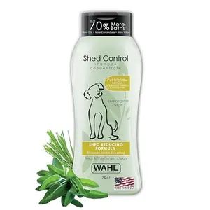 Wahl USA Shed Control Pet Shampoo for Dog Shedding & Dander – Lemongrass & Sage Scent - Contains Oatmeal, & Aloe for Healthy Coats & Moisturized Skin – 24 Oz - Model 820005A