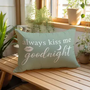 Single-Sided Printed Rectangular Pillowcase, Home Decor Pillow Cover for Living Room Bedroom, No Insert Included, Evening Text Design