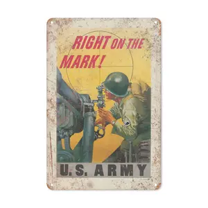 WSTKJW U.S. Army WWII Propaganda Poster Reproduction Metal Sign for Home Cafe Bar Garage Man Cave Bedroom Wall Decor 8x12 Inch