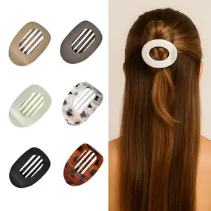 Safe Flat Hair Clip Set for Women - 3 Pack Solid Color & Tortoise Hair Claw Clips for Thick Thin Long Hair with Strong Grip Bendable Teeth