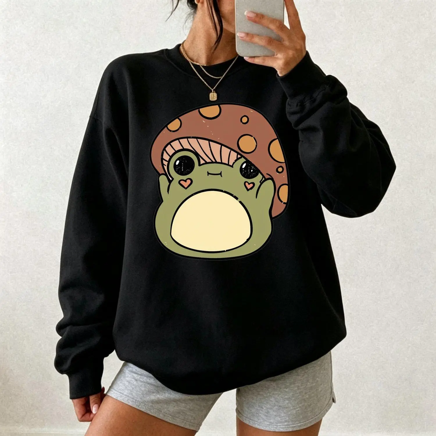 Womens Sports Sweatshirt with Frog Hat "I'm Not Saying I'm Cute" Frog Print Plush Fleece Pockets and Frog Ears Cozy Pullover for Themed Outfits Year Round Casual Wear Cartoon Frog Clothes Athletic  Top