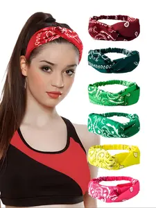Boho Style Hair Band, Fitness Sweat Band, Sweat Absorbing Hair Band for Women & Girls, Fashion Hair Accessories for Gym Workout Running, Sweat Wicking Headband