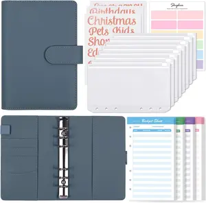 A6 Budget Binder, Money Organizer for Cash with 8pcs Zipper Envelopes,12pcs Expense Budget Sheets & 24 Rose Gold Sticky Labels, Money Saving Binder for Budgeting