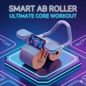 2-in-1 Abdominal Wheel with Built-in Phone Stand, Professional Core Trainer for Daily Workout, Non-Slip Wide Wheel