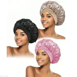 Women's Premium Silk-Satin Sleep Cap - Wide Brim, High Elasticity Haircare Hat, Soft Charmeuse Headwear for Night Curly Hair Protection & Daily Use
