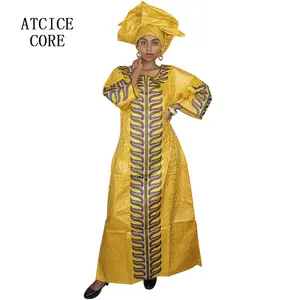 Lue's House African Bazin Riche Embroidery Design African Dresses for Women Dashiki Traditional Clothing Long Dress A242#