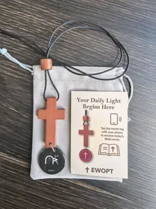 EWOPT Bible Verse Car Rearview Hanging Cross Ornament with NFC Technology for Bible Verses Daily Christian Car Accessory Lightweight Compact Design for Rearview Mirrors Faith Gift Idea