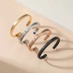 Ayatul Kursi Exquisite Slope Stainless Steel Engraved Islamic Muslim Verses C-Shape Bracelet Unique Design, Arabic Jewelry for Every Occasion, Ramadhan Holiday Gift for Women Men Father Mother Lover Friend
