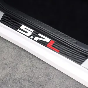 Universal  Door Sill Protectors 5.7L fit  4 count Carbon Fiber Vinyl Threshold Decorative Scuff Plate,Anti-Scratch, Anti-Dirty,