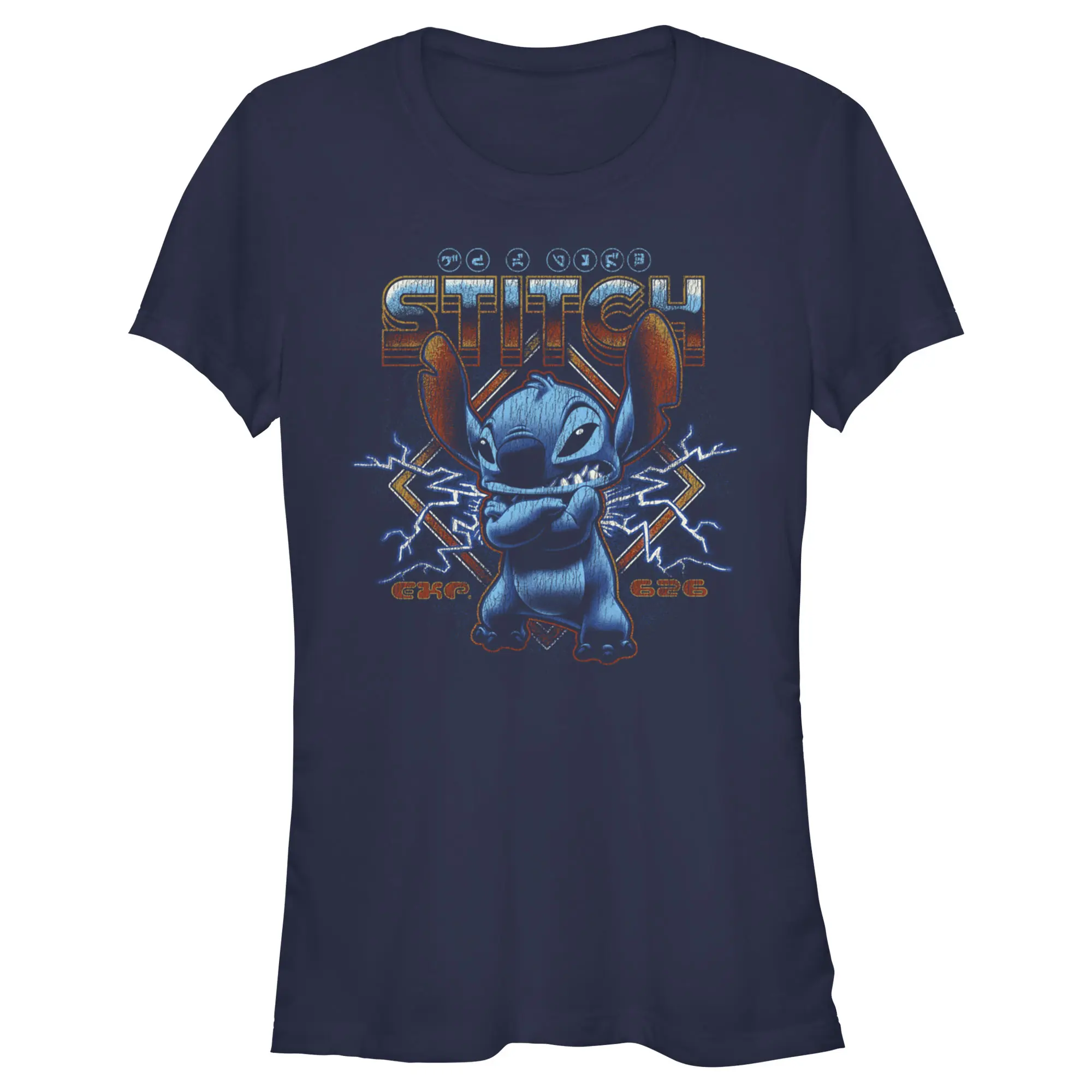 Junior's Women Lilo & Stitch 80s Rocker Stitch T-Shirt