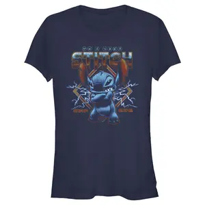 Junior's Women Lilo & Stitch 80s Rocker Stitch T-Shirt