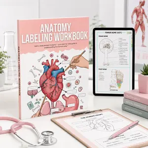 Anatomy Labeling Workbook – Nursing Study Guide, Human Body Systems Worksheets, A&P Review Book