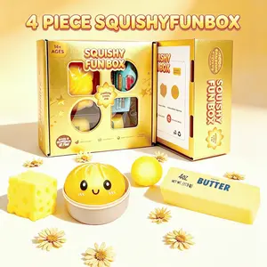 4-Piece Stress Relief Squishy Set, Sensory Fidget Toy Gift Box, Creative Slow-Rebound Soft Squishies, Ideal Party Gift, Includes 4 Assorted Toy Styles