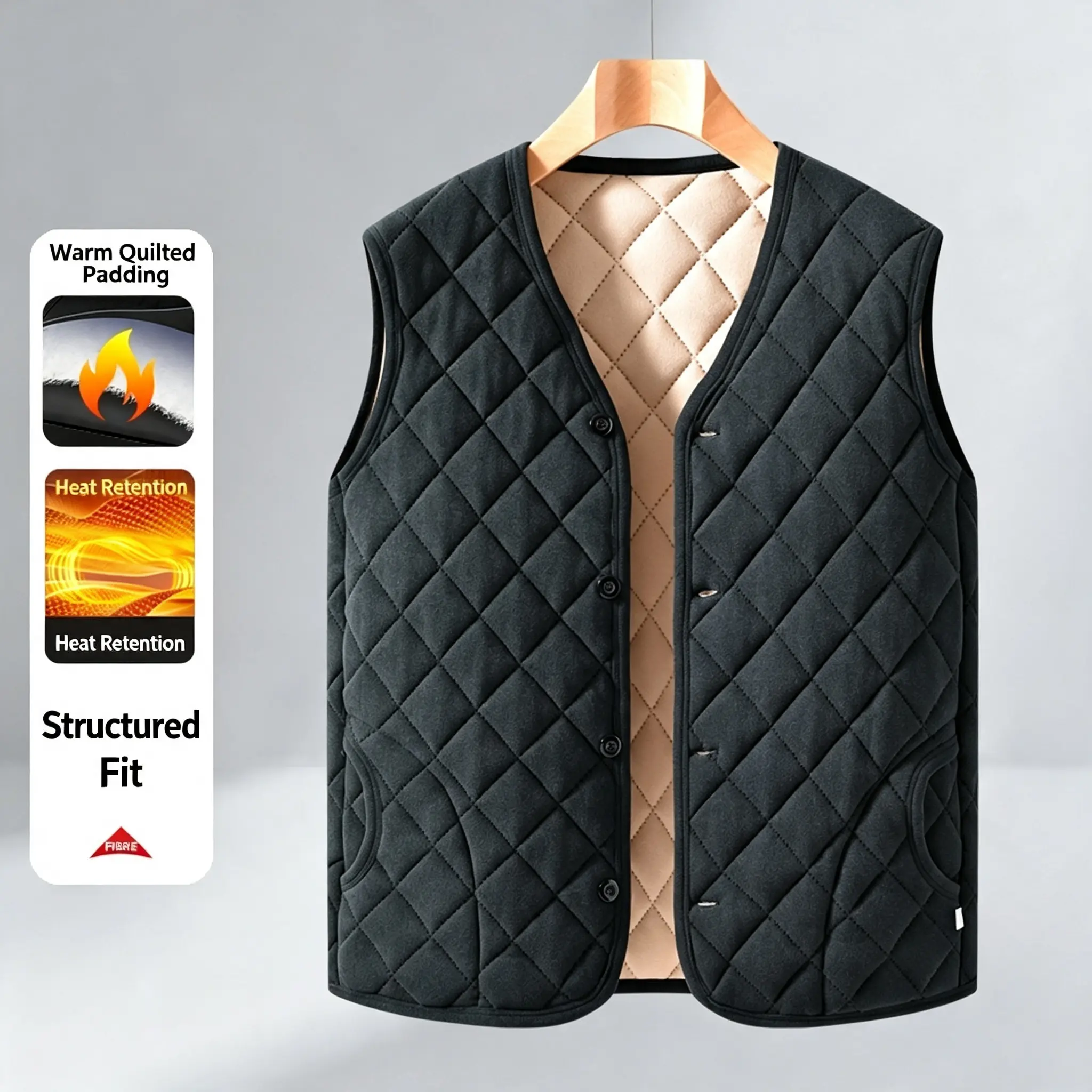 Men’s Thickened Warm Vest – Versatile Layering for Autumn/Winter, Wearable Underneath or As An Outer Layer