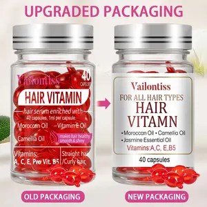 Hair Vitamin Capsules (40/80pcs), leave-in serum Hair Nourishing Complex rich in hair-healthy Vitamins A, C, E, B5., unisex, for all hair types, Moisturizing Vegan Haircare