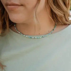 Blue skies seed bead necklace | blue choker | y2k