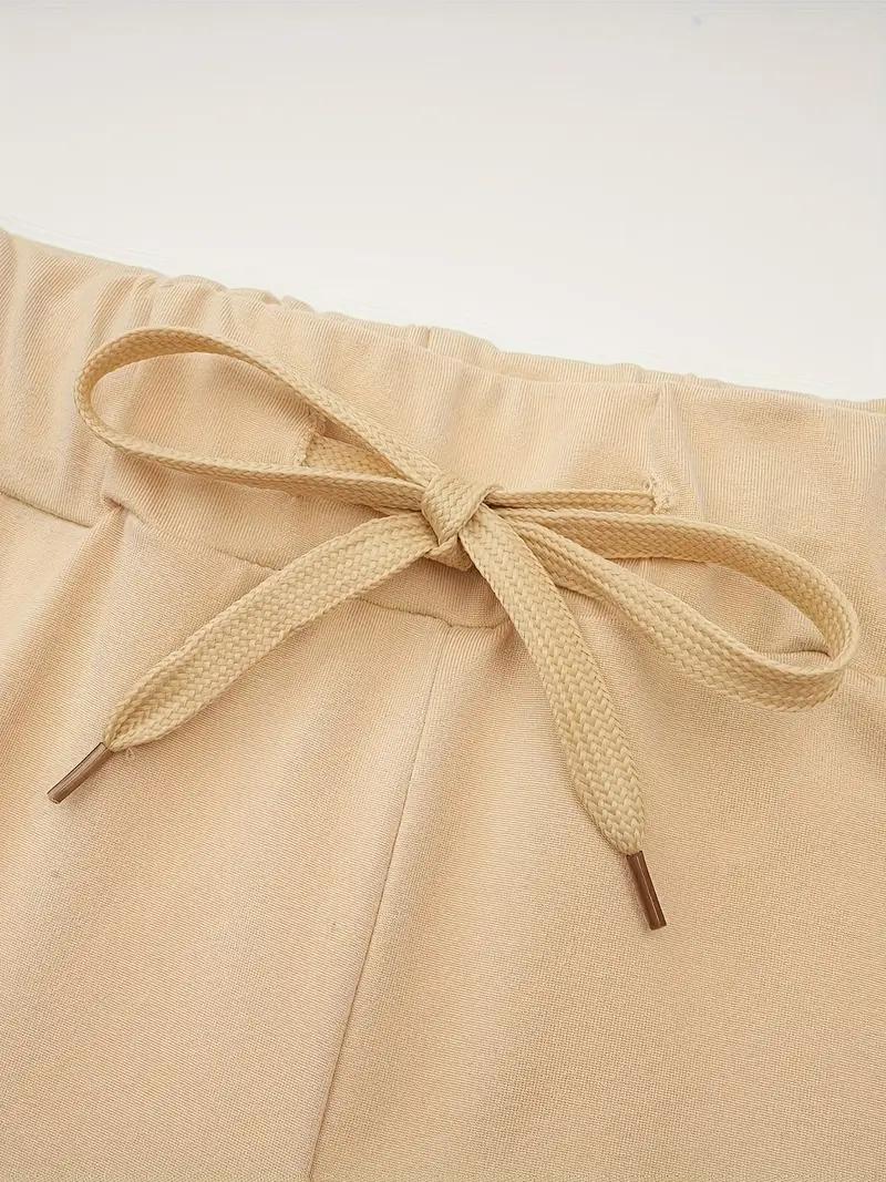 5pcs Women's Lightweight Capri Pants with Drawstring Waist - Loose Fit Casual Trousers, Mid-Stretch Machine-Washable Fabric, Solid Colors for Spring & Summer Casual Attire, Capri Leggings, Comfortable, Nontransparent Material