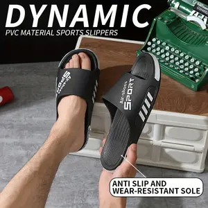 Anti slip PVC sole, comfortable fit, suitable for indoor and outdoor use shower, and casual wear - fashionable black with white accents, summer sandals | holiday shoes | PVC sandals, beach shoes Footwear Boy Slipper Slide Flipflop Tsinelas slides for men