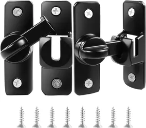 90/180  Flip Barn Door Lock, Thickened Solid Multi-Angle Household Door Left and Right Door Latch, for Barns, Gardens, Cabinets, Sliding Doors, Bathrooms, Windows and Other (Black 2 count)