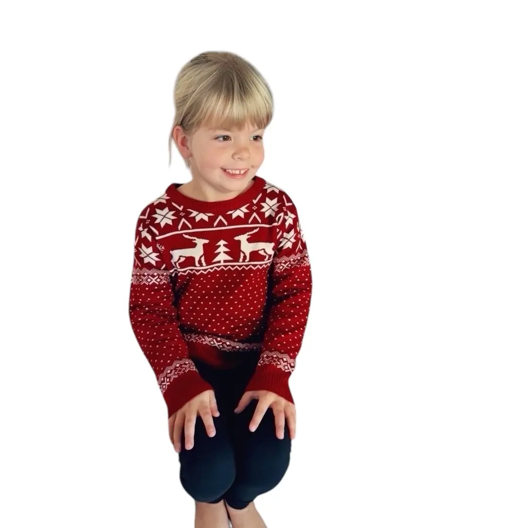 L.W. Clothing Company Kids Holiday Knitwear, Cute Reindeer & Snowflake Sweater in Soft Viscose for Boys and Girls, Cute Boys' Knitwear, Graphic Print Boys' Knitwear Design Pullover Fall Winter Knitwear