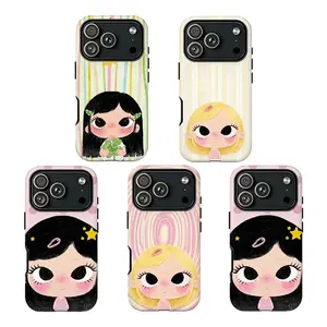 Cute Big-Eyed Girl Phone Case | Kawaii Watercolor Aesthetic,Compatible for iPhone 16 15 14 13 12 11 17Pro Max,for Samsung S25 S24 S23 S22 Ultra,Durable Dual-Layer design phone cover,Perfect Gift for Her