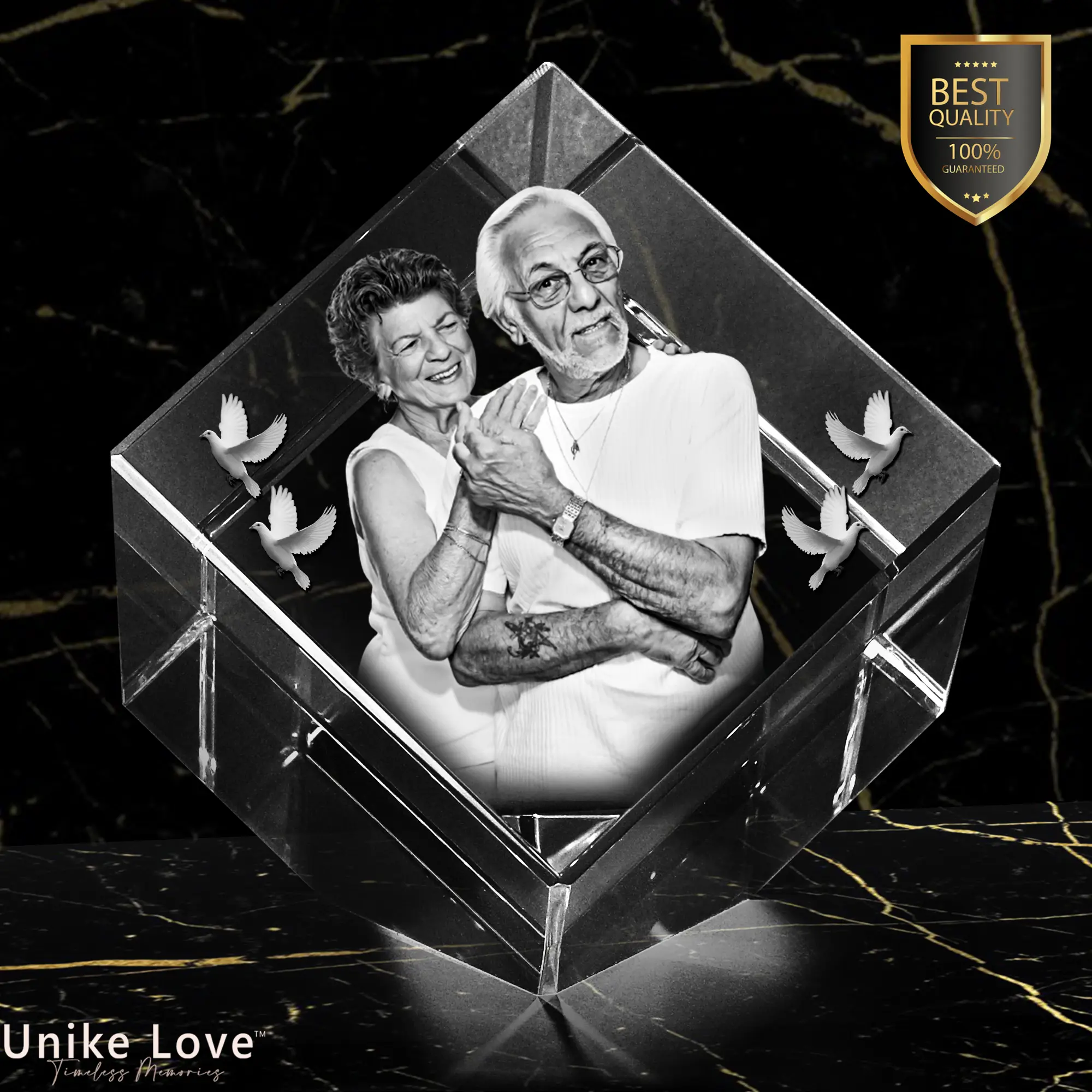Beautiful Memorial Gift | Luxury 9K Crystal | 3D Laser Photo Diamond | Custom Engraving