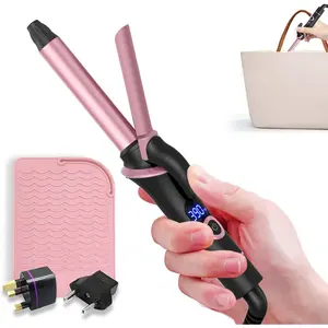 Mini Curling Iron for Short Hair Dual Voltage with European UK Plug Adapter 3/4 Inch Travel Size Small Barrel Curling Iron To Beachy Waves Curls with 30S Fast Heating, 5 Temps for Global for Gifts for Women