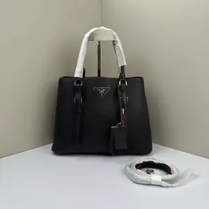 Pre-owned PRADA Saffiano Crossbody Bags Double Bag Top Handle Black CPU0303