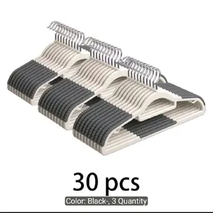 30 Heavy-Duty Plastic Anti-Slip Clothes Hangers, 360° Rotating Hooks with Non-Slip Shoulder Strips, Space-Saving Wardrobe Hangers for Bedrooms Bathrooms Dorms Outdoor, Durable Plastic Construction, Wet/Dry Use