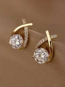 1 Pair Rhinestone Zircon X-Shaped Asymmetric Stud Earrings, Unique Women's Daily Jewelry, Fashionable Ear Rings for Everyday Wear