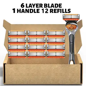 Men's manual Facial shaver kit with Handle, blade material is Stainless Steel, safe and rust proof, easy to use and replace, Smooth, high-quality material can be washed with water as a whole, classic men's shaving tool