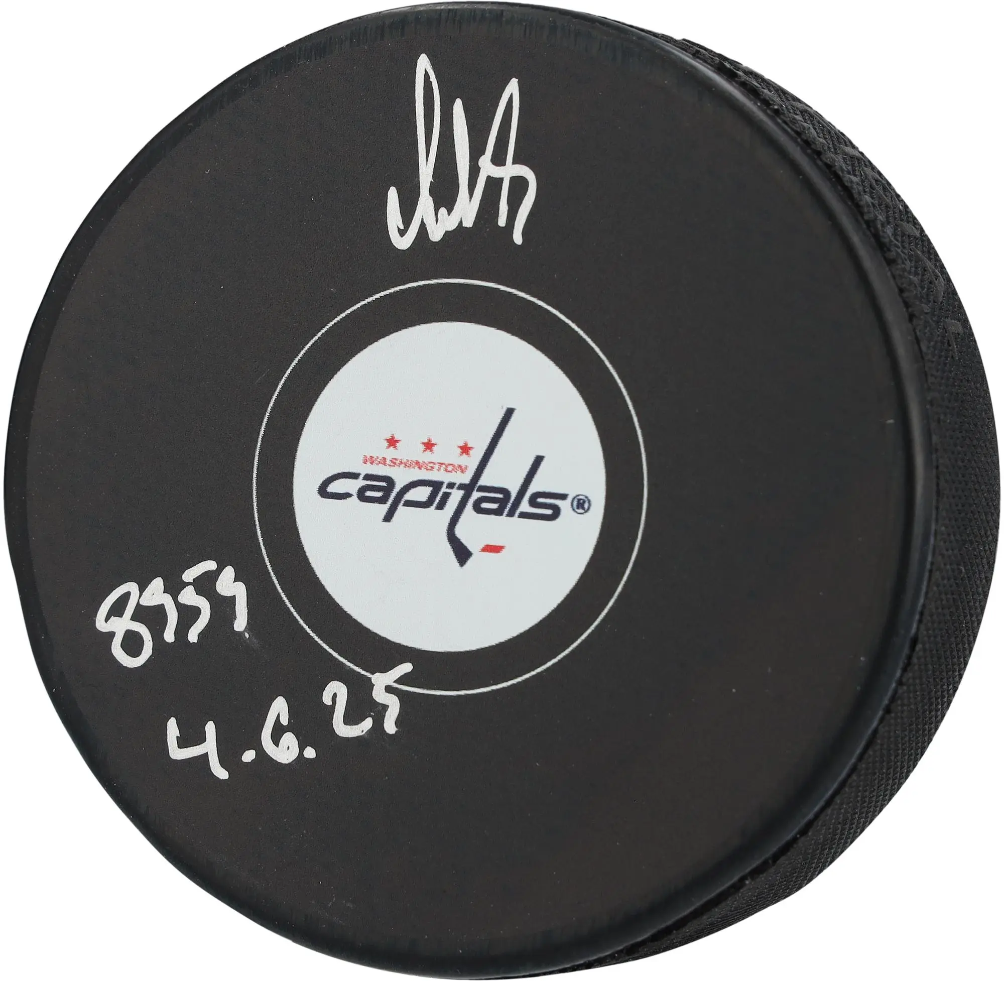 Alex Ovechkin Washington Capitals Autographed Hockey Puck with "895G 4-6-25" Inscription - Fanatics Authentic Certified
