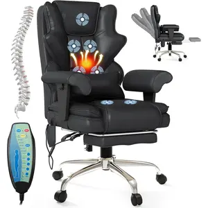 7-Point Massage Office Chair,Heated Desk Manageral Chair,Ergonomic Executive Chair with Footrest,Adjustable Armrest，Computer Chair for Offices, Study Areas, Gaming Spaces,Black