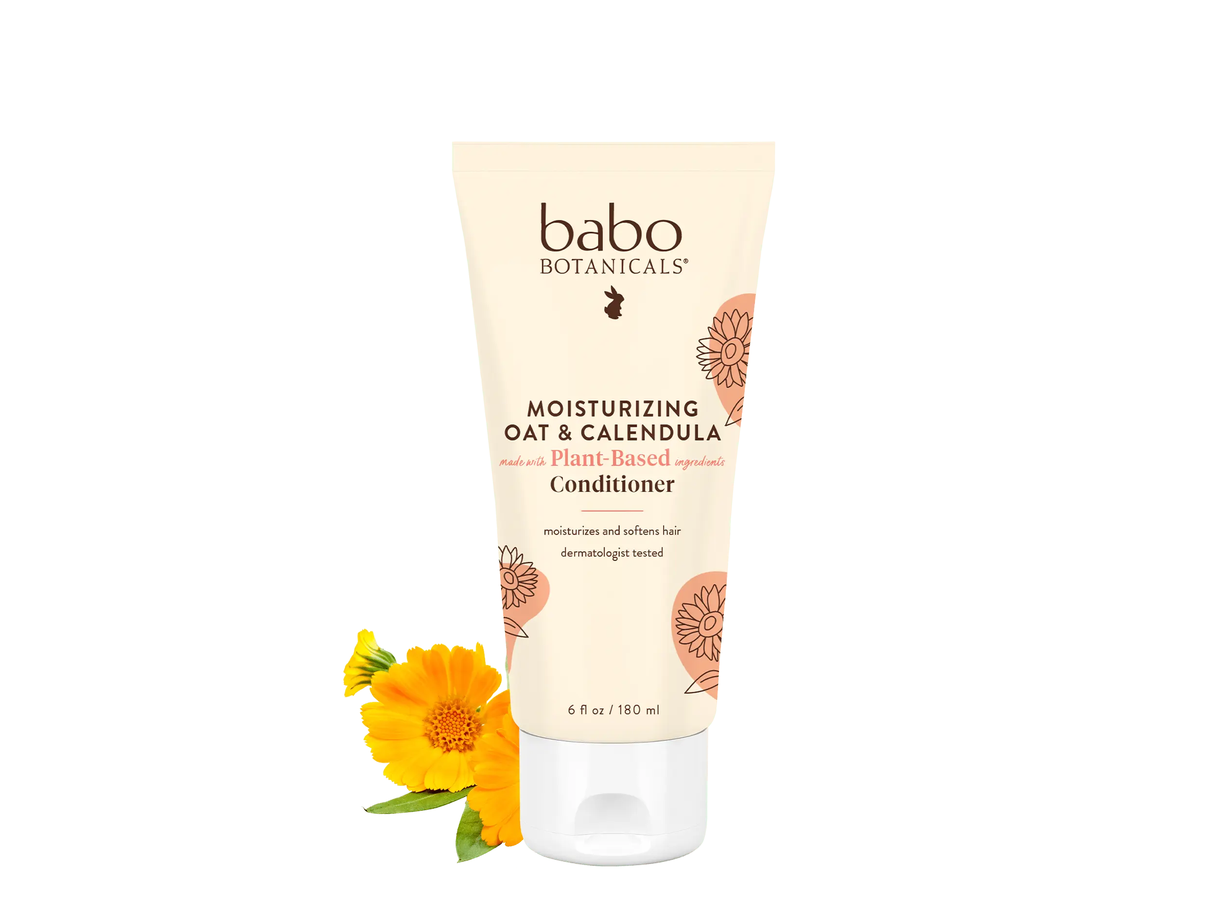 Babo Botanicals Moisturizing Oat & Calendula Conditioner – Made with Plant-Based Ingredients – Moisturizes & Softens Hair – Dermatologist Tested – 6 fl oz (180 ml)
